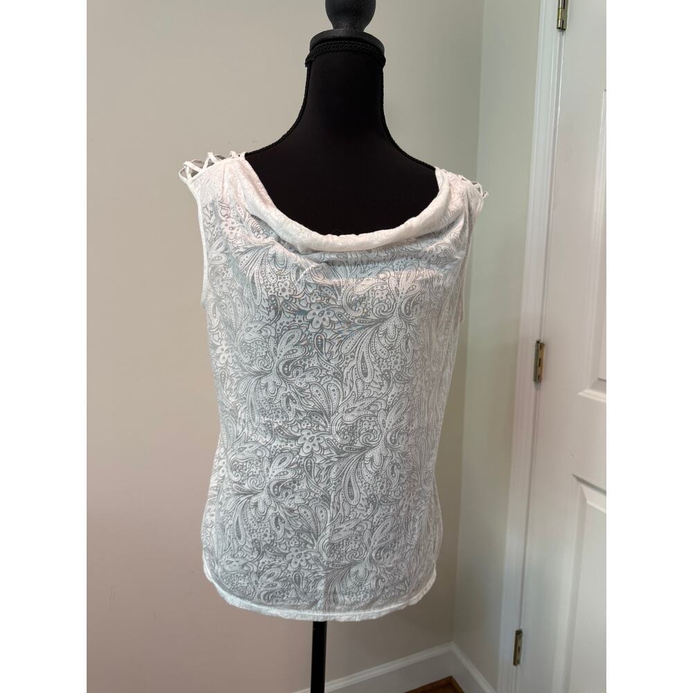 White House/Black Market White Sleeveless Top with Detailed Strap Accents